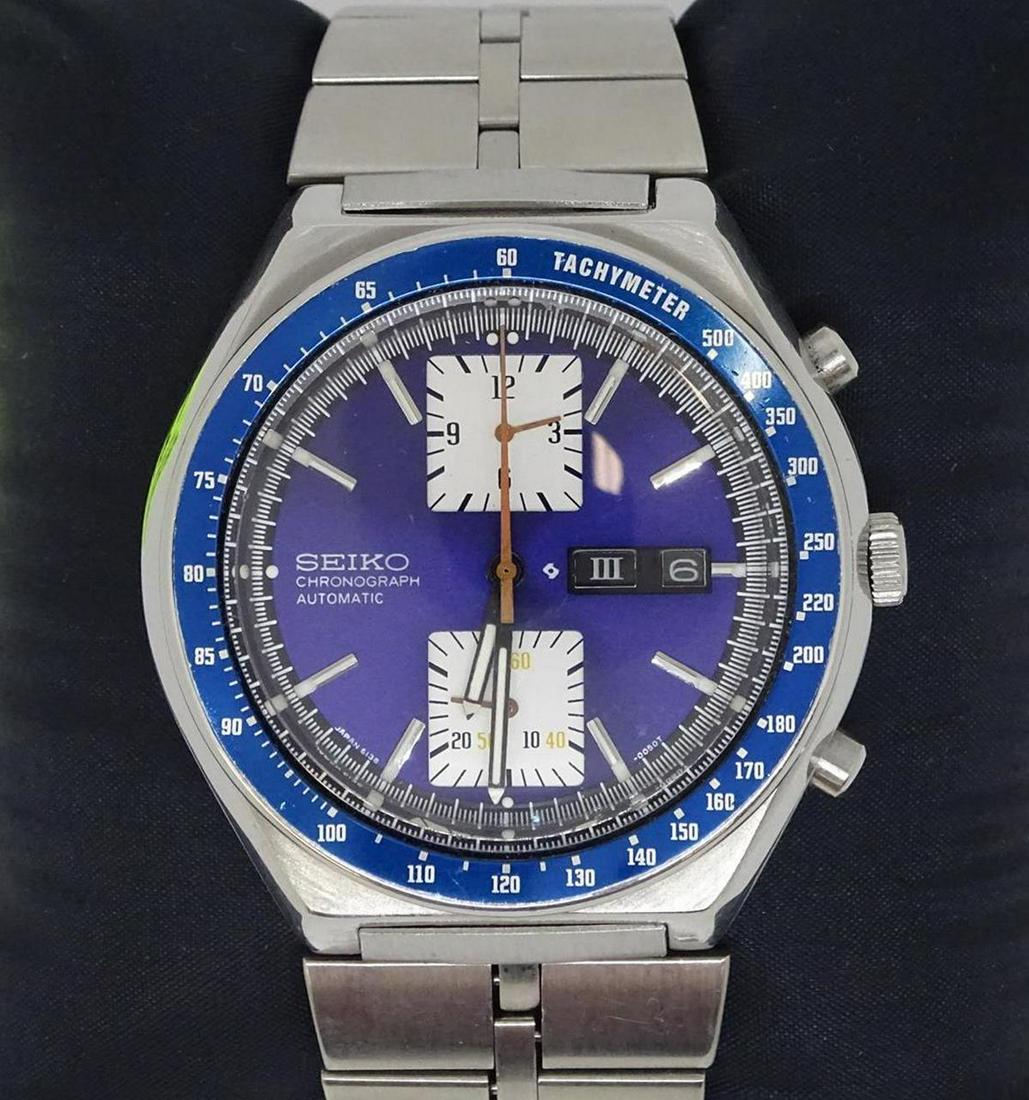 SEIKO 6138-0030 SPEEDTIMER WATCH: KAKUME BLUE, AUTOMATIC, RUNNING