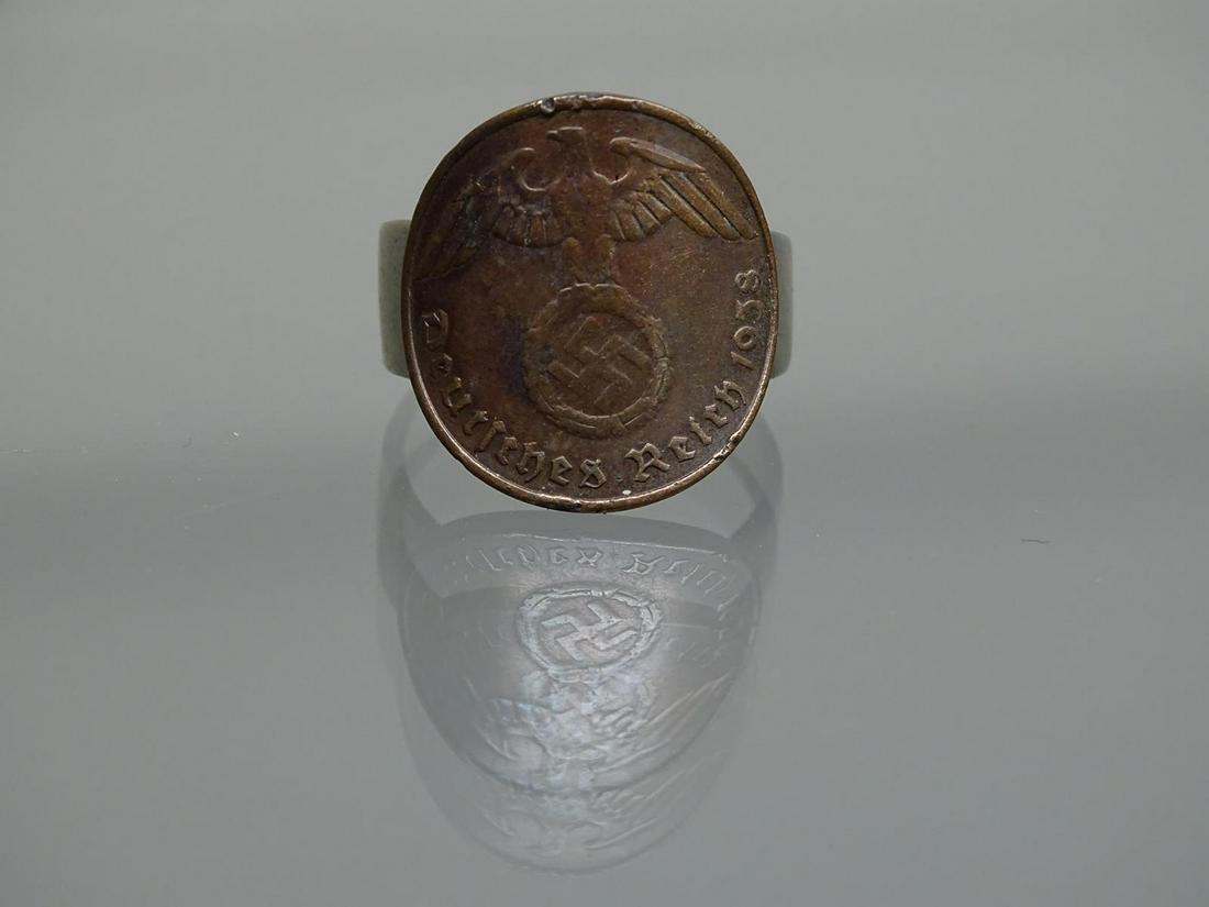 TRENCH ART RING - NAZI COIN: SEE TITLE