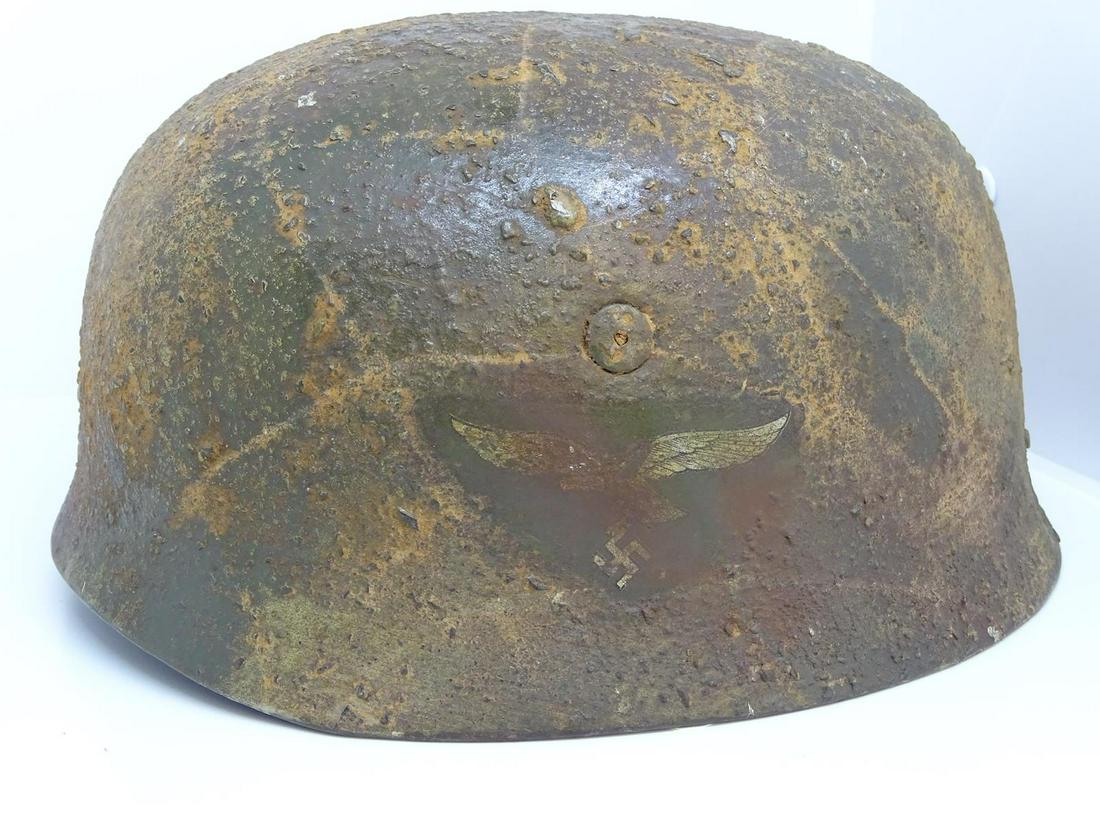 WWII ERA GERMAN NAZI PARATROOPER'S HELMET: CAMOFLAGUE, WITH ORIGINAL LINER.