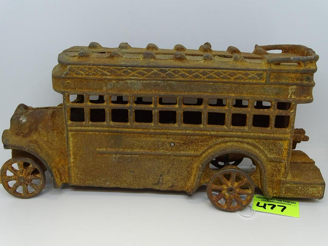 LARGE CAST IRON TOY BUS: 11"