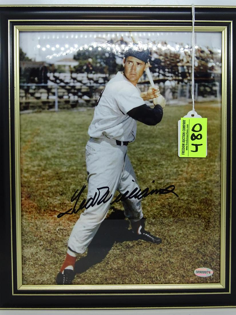 TED WILLIAMS AUTOGRAPHED PHOTO: COA BY PLATINUM COLLECTIBLES. 8"X10"