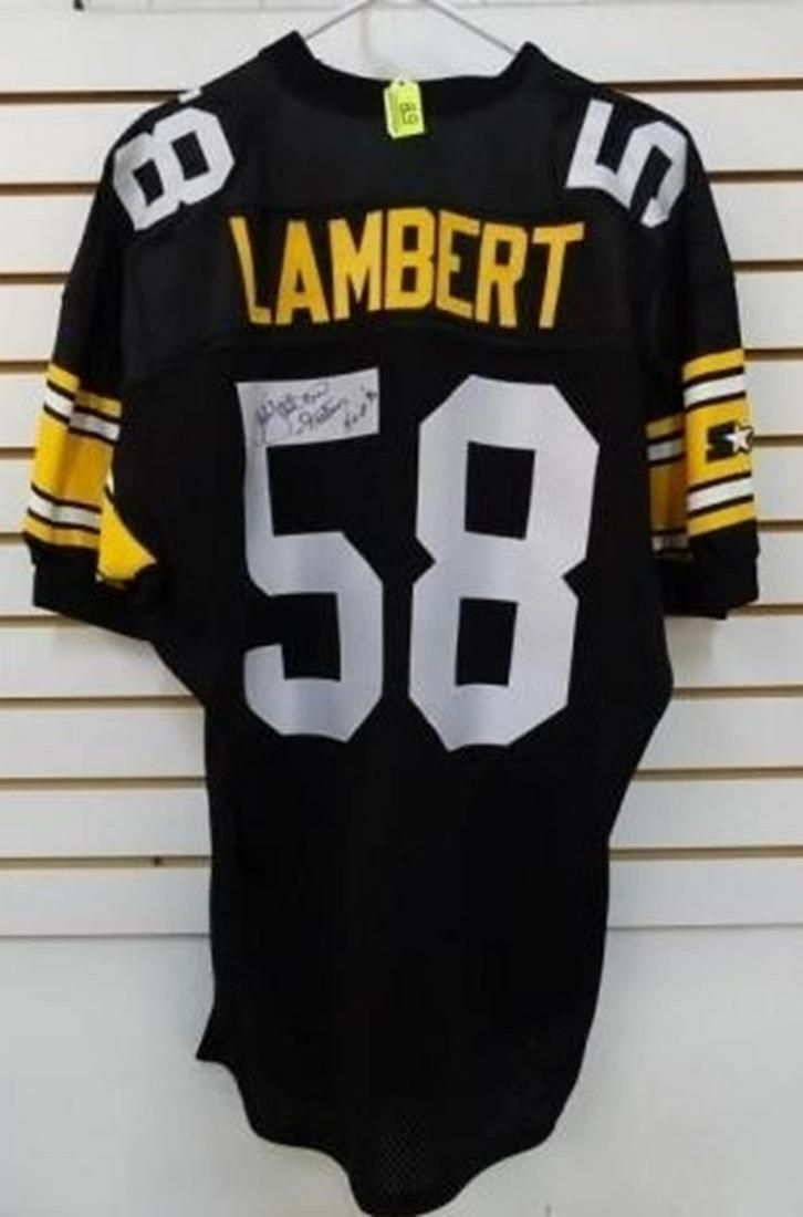 JACK LAMBERT - STEELERS SIGNED JERSEY: STARTER PRO-LINE SIZE 48. AUTOGRAPHED ON SEWN NUMBERS.