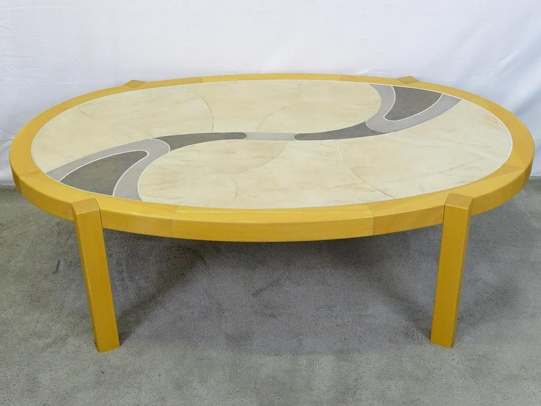 HASLEV DANISH TILE TOP COFFEE TABLE: 3200 SERIES, LABELED. 54.5"X34.4"X16.5"