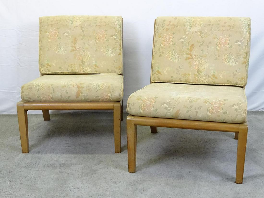 EDWARD WORMLEY FOR DREXEL "PRECEDENT" CHAIRS: PAIR OF "PRECEDENT" SLIPPER CHAIRS. GOOD VINTAGE CONDITION. 23"X31"X30".