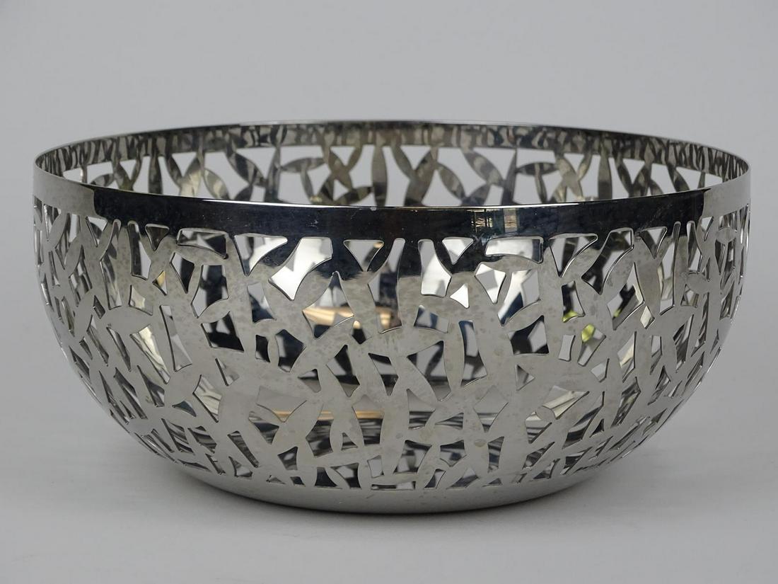MARTA SANSONI FOR ALESSI "CACTUS" FRUIT BOWL: RETICULATED STAINLESS STEEL. 8.5"DIA.