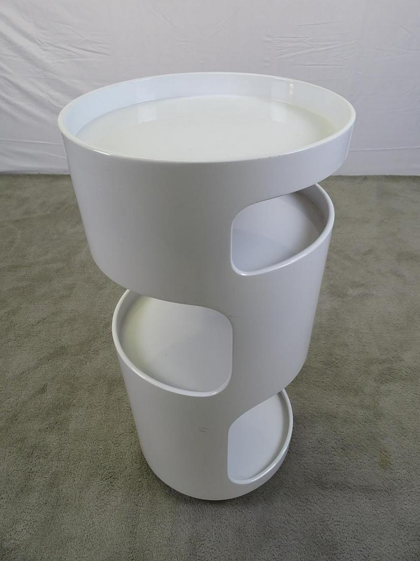 ERIK VAN BUIJTENEN FOR NEBU SPACE AGE CABINET: ROLLING TUBULAR CABINET WITH CUBBY STORAGE. MADE IN HOLLAND. 33"X16" DIA.