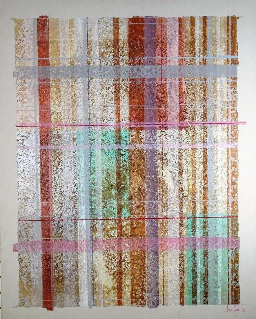 LEE BURR (LEE REYNOLDS) ABSTRACT PAINTING: ORIGINAL LEE BURR OIL ON CANVAS PAINTING. LEE BURR WAS FOUNDER OF VANGUARD STUDIOS AND DIRECTOR OF ALL LEE REYNOLDS PAINTINGS. 48"X60"