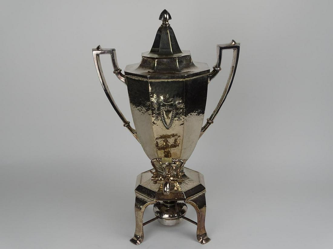 ROGERS SILVER PLATE SAMOVAR: MONOGRAMMED. 20"