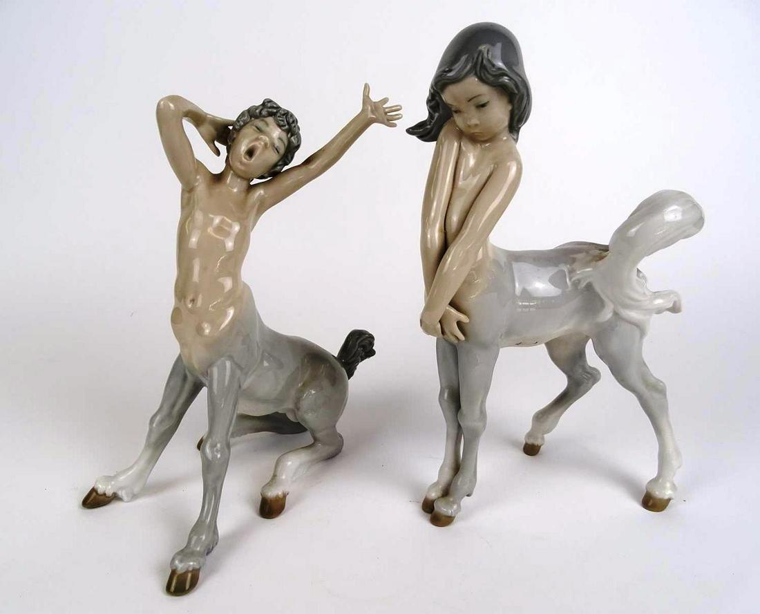 LLADRO PORCELAIN CENTAUR #1013 & #1012: APPROX. 9"