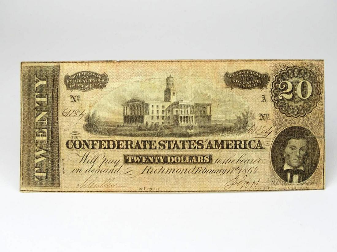 1864 CONFEDERATE $20 NOTE: SEE TITLE