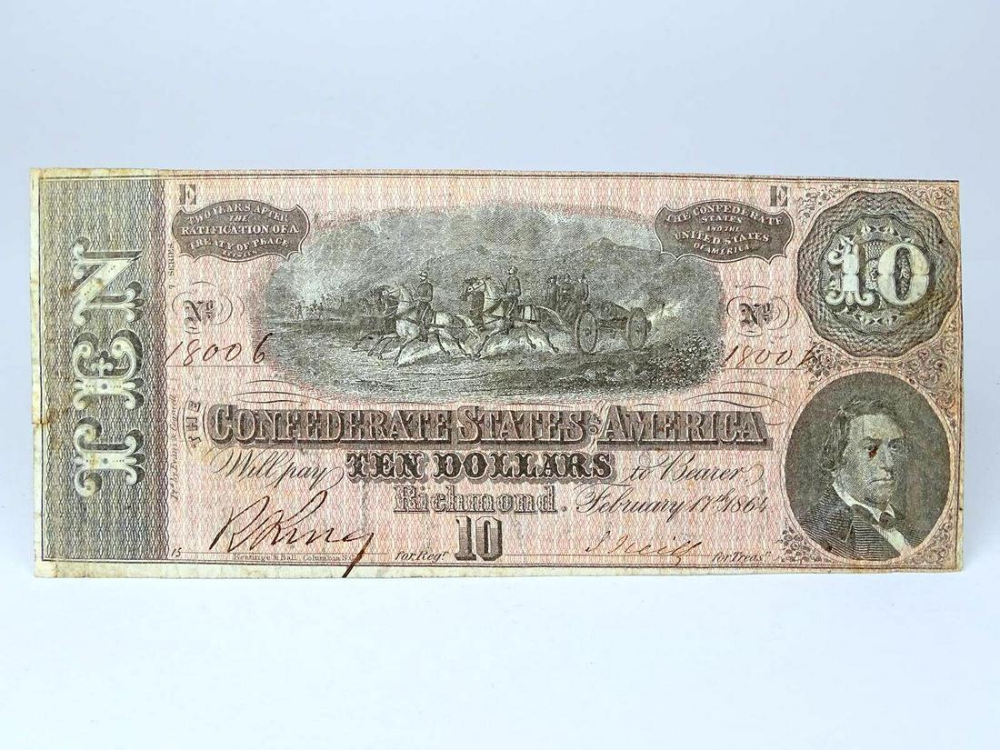 1864 CONFEDERATE $10 NOTE: SEE TITLE