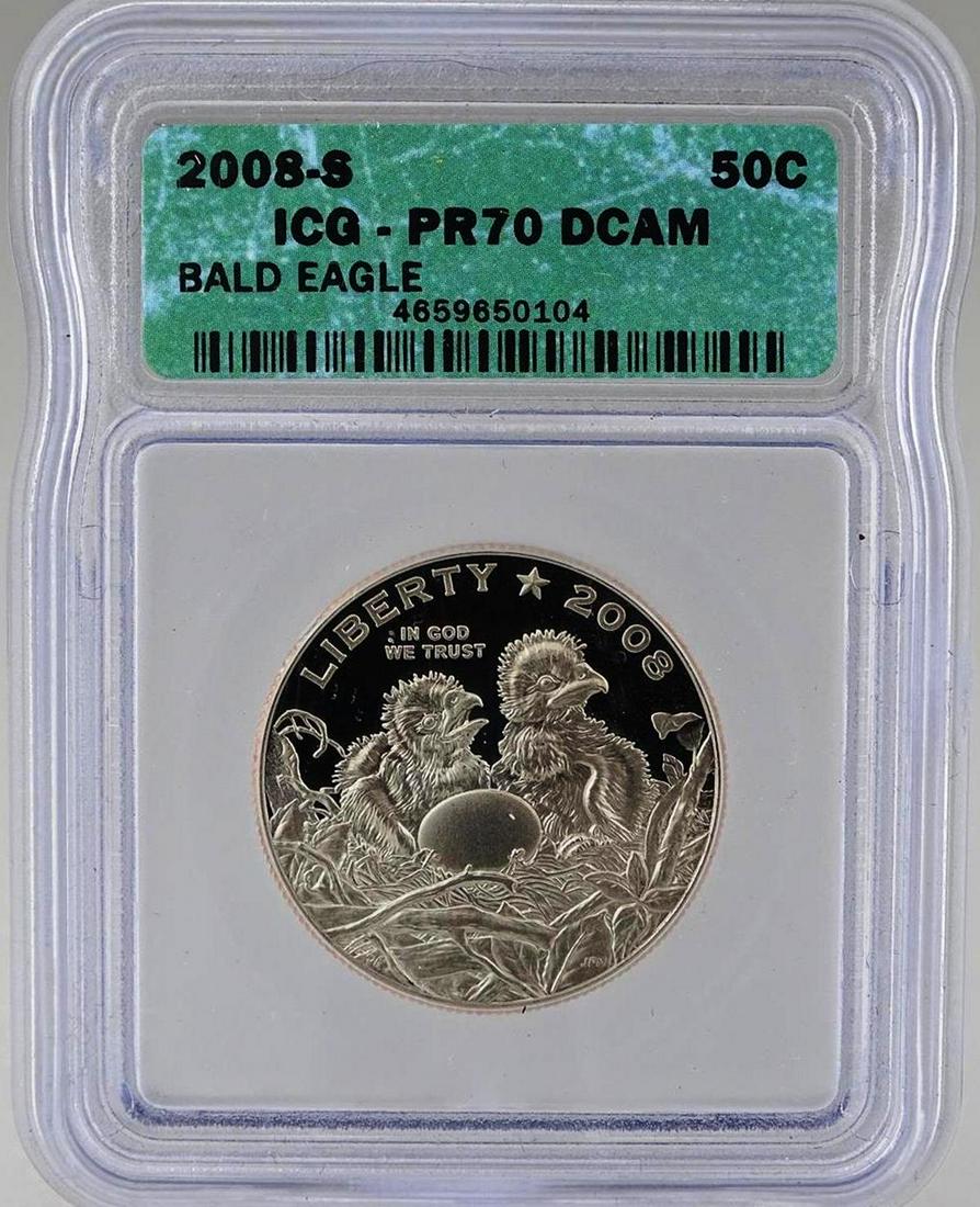 2008-S U.S. BALD EAGLE HALF DOLLAR: PF70 DCAM BY ICG