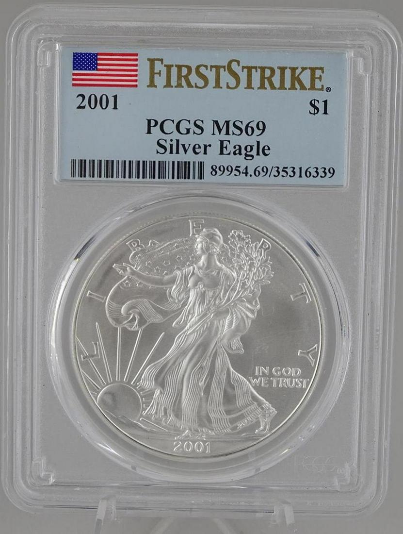 2001 AMERICAN SILVER EAGLE: MS69 FIRST STRIKE BY PCGS