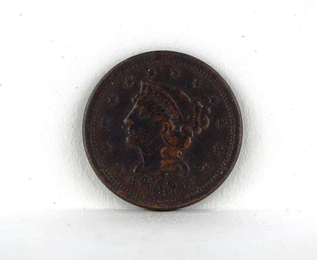 1853 U.S. LARGE COPPER CENT: VF