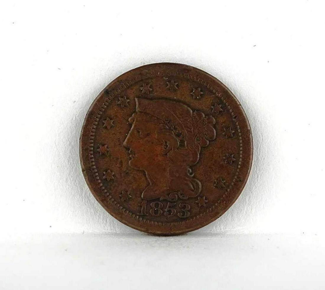 1853 U.S. LARGE COPPER CENT: F