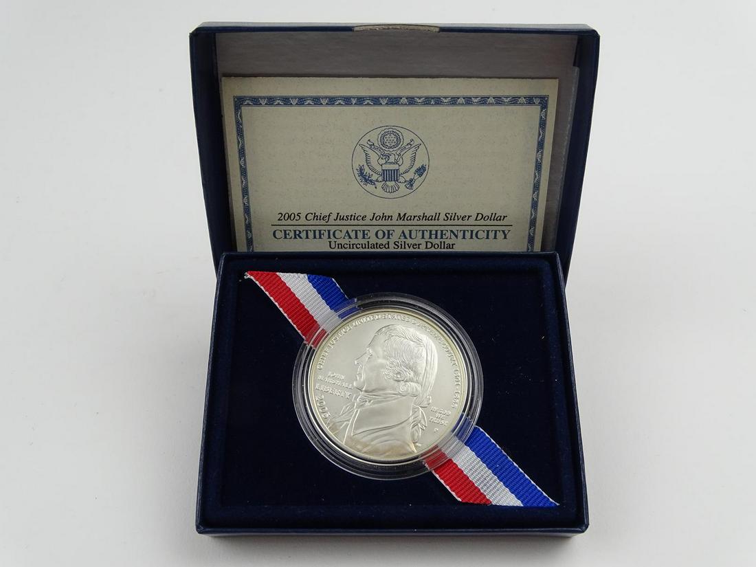 2005 CHIEF JUSTICE MARSHALL SILVER DOLLAR: UNCIRCULATED, OGP