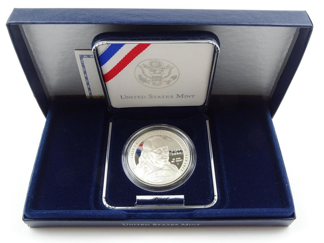 2006 BENJAMIN FRANKLIN FOUNDING FATHER SILVER DOLLAR: PROOF, OGP