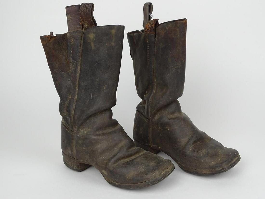 ANTIQUE LEATHER CHILD COWBOY BOOTS: SEE TITLE
