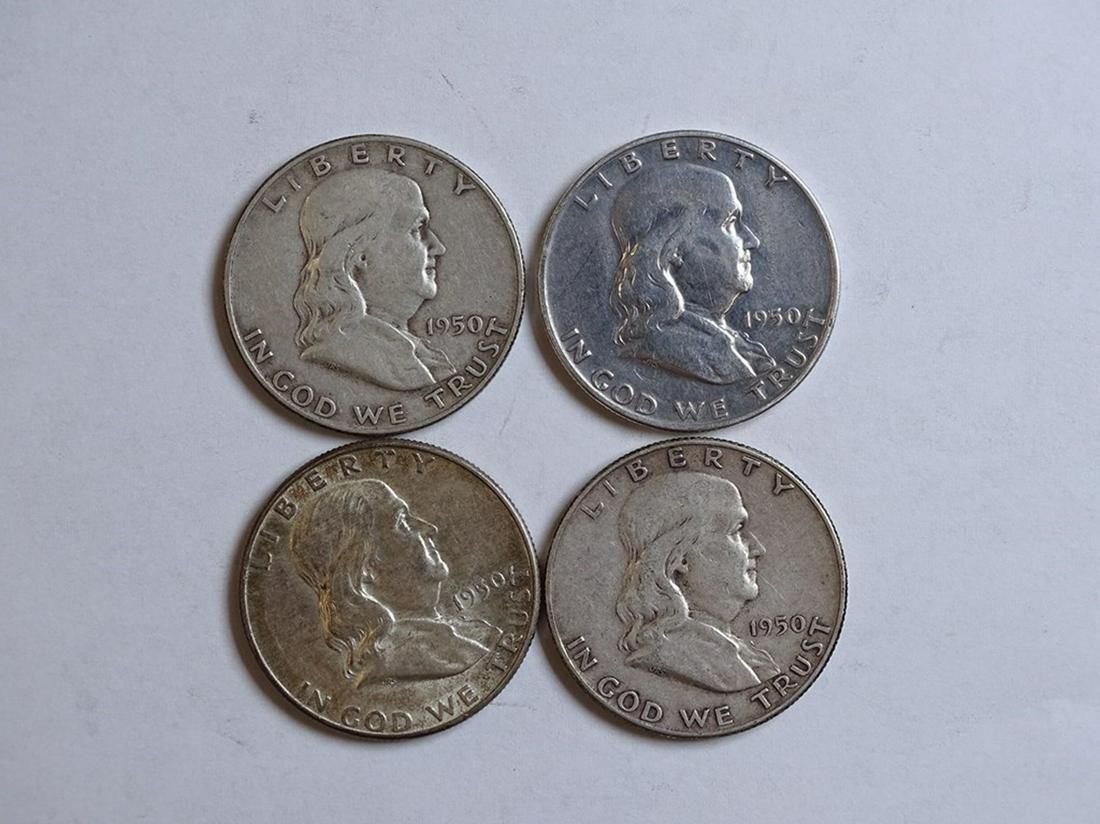 LOT OF 1950'S FRANKLIN HALF DOLLARS (1 of 1)
