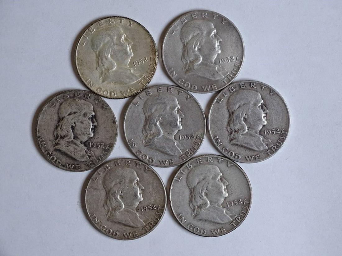 LOT OF 1952 FRANKLIN HALF DOLLARS (1 of 1)