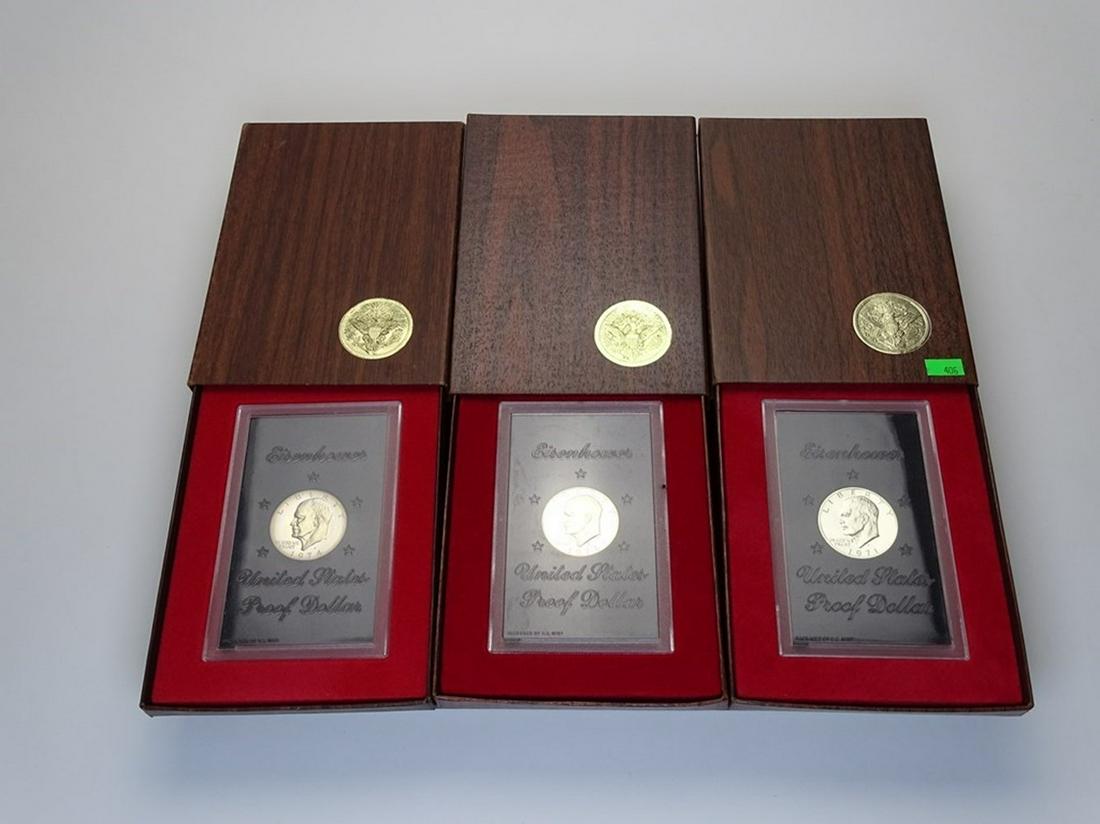 TRIO OF BROWN IKE SILVER DOLLARS (1 of 1)