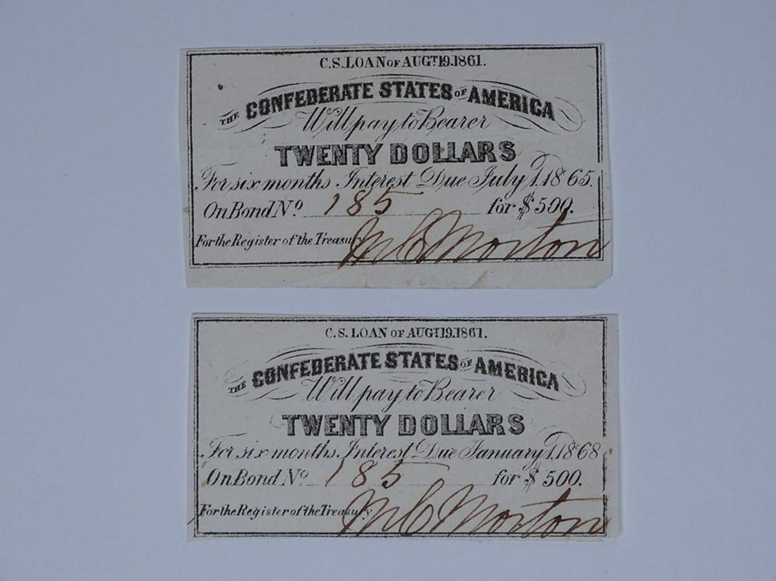 PAIR - CONFEDERATE BOND NOTES (1 of 1)