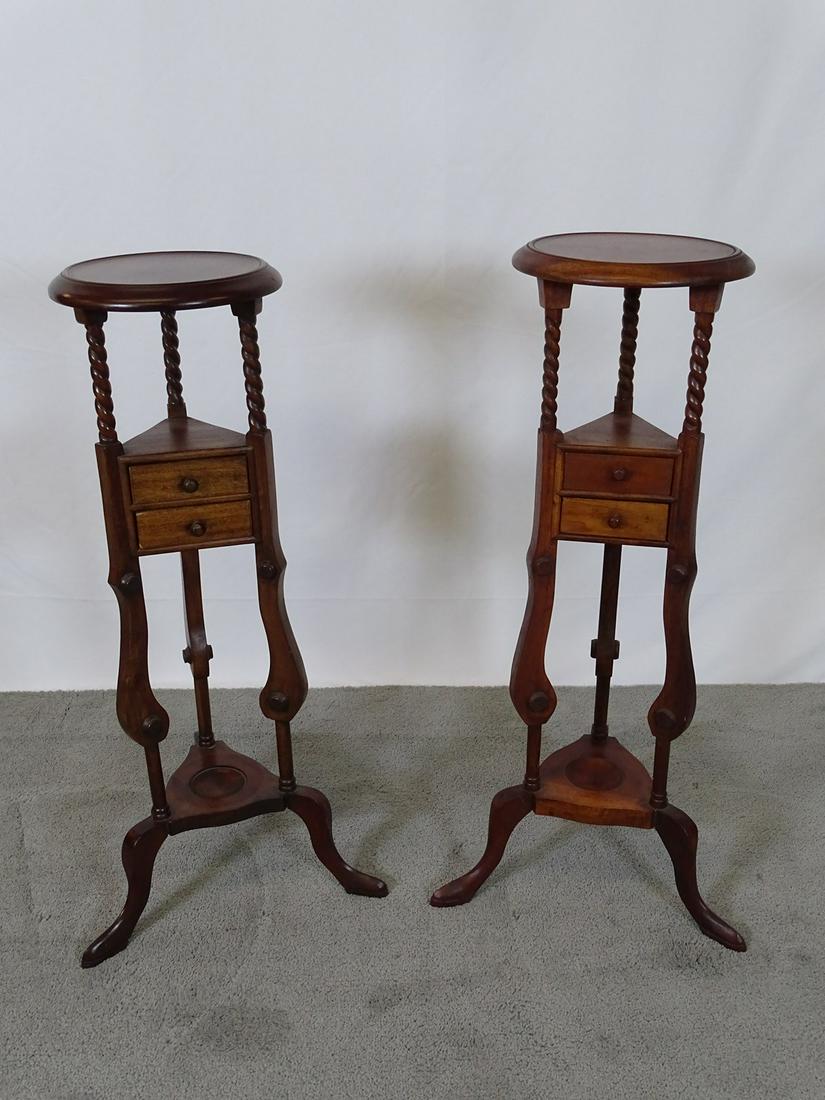 PAIR OF VINTAGE FERN STANDS: EACH HAVING TWO DRAWERS. 32"H