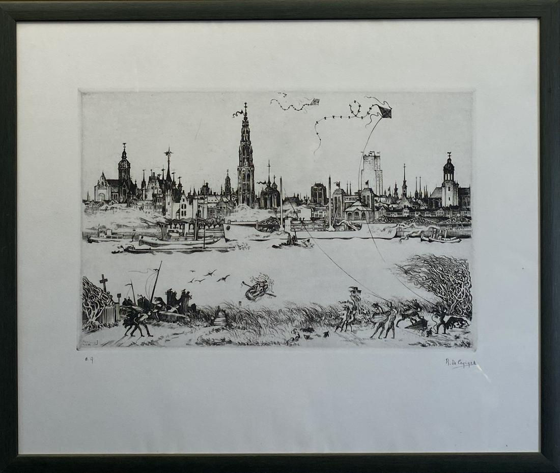 R. DE CONINCK (BELGIUM, 1907-1978) ENGRAVING: 25"X21"
