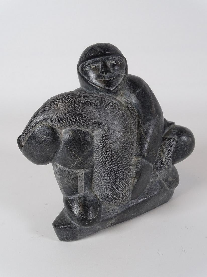 INUIT SCULPTURE: SIGNED ILLEGIBLE. 5"