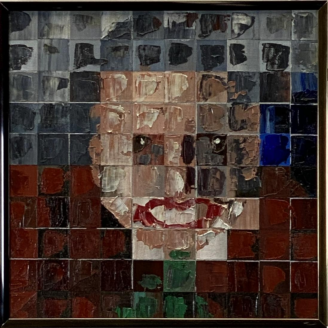 ROBERT A.M. COPPENRATH SELF-PORTRAIT: ROBERT A.M. COPPENRATH (BELGIUM, 20TH C.). MOSAIC-FORM, OIL ON CANVAS. 10"X10"