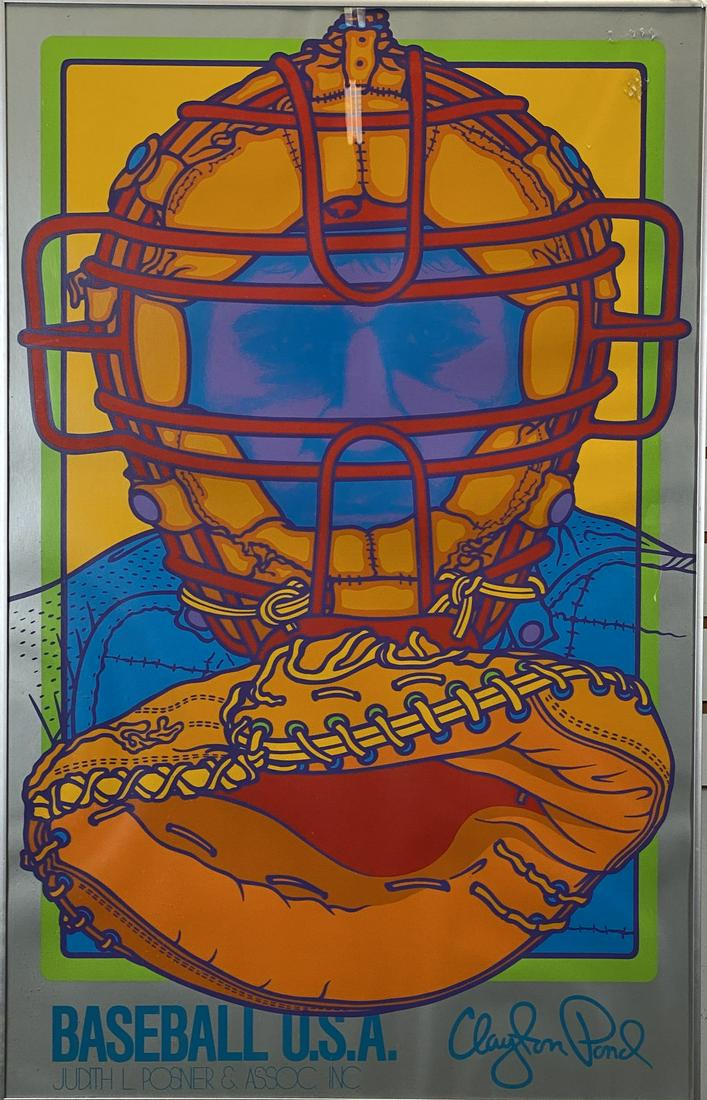CLAYTON POND BASEBALL U.S.A. POSTER: FRAMED