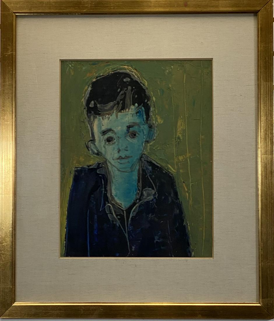 GABRIEL DE PAUW (BELGIUM, 1924-2000) MIXED MEDIA ART: SIGNED. MATTED IN GILT FRAME. UNTITLED. 23.5"X27"
