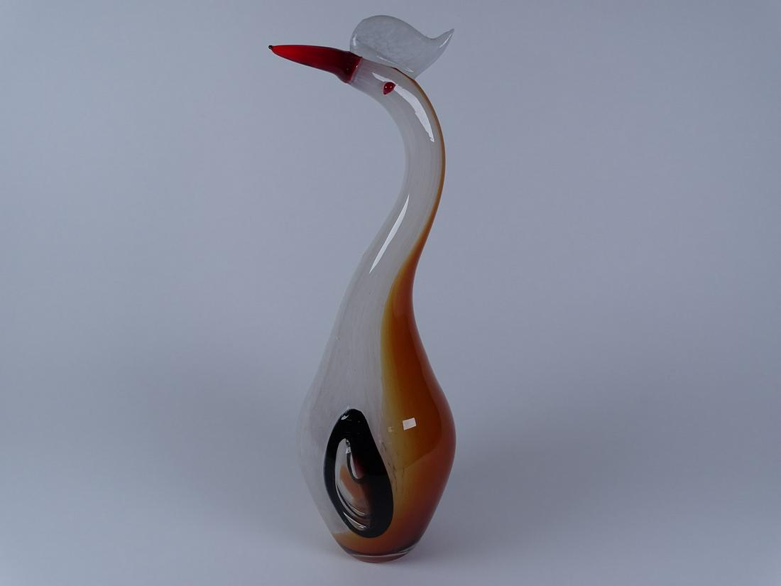 MURANO ART GLASS FIGURAL BIRD SCULPTURE: 17"H