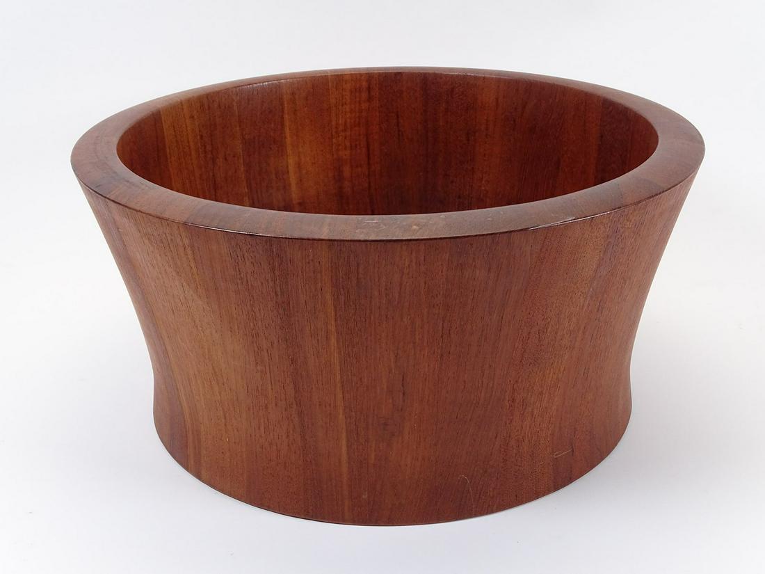 1960'S RICHARD NISSEN STAVED TEAK BOWL: 7.75"H, 16"DIA.