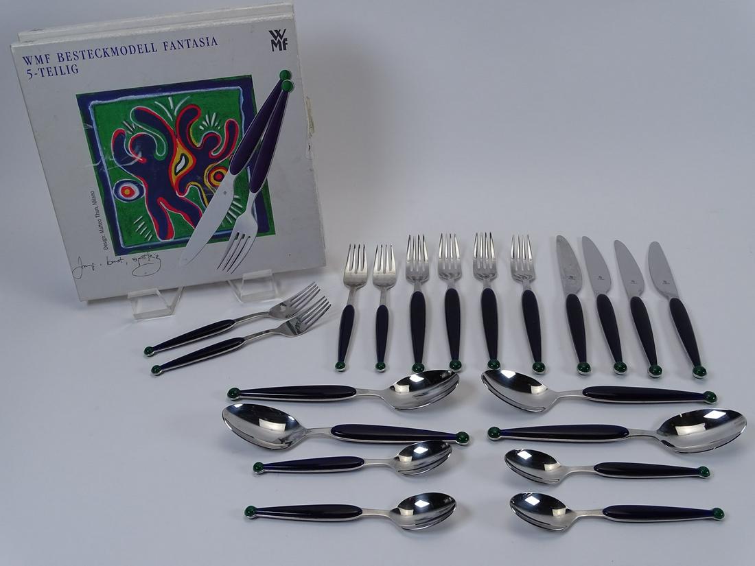 MATTEO THUN "FANTASIA" FLATWARE: IN BLUE, WITH BOXES. 10 PIECES PER BOX
