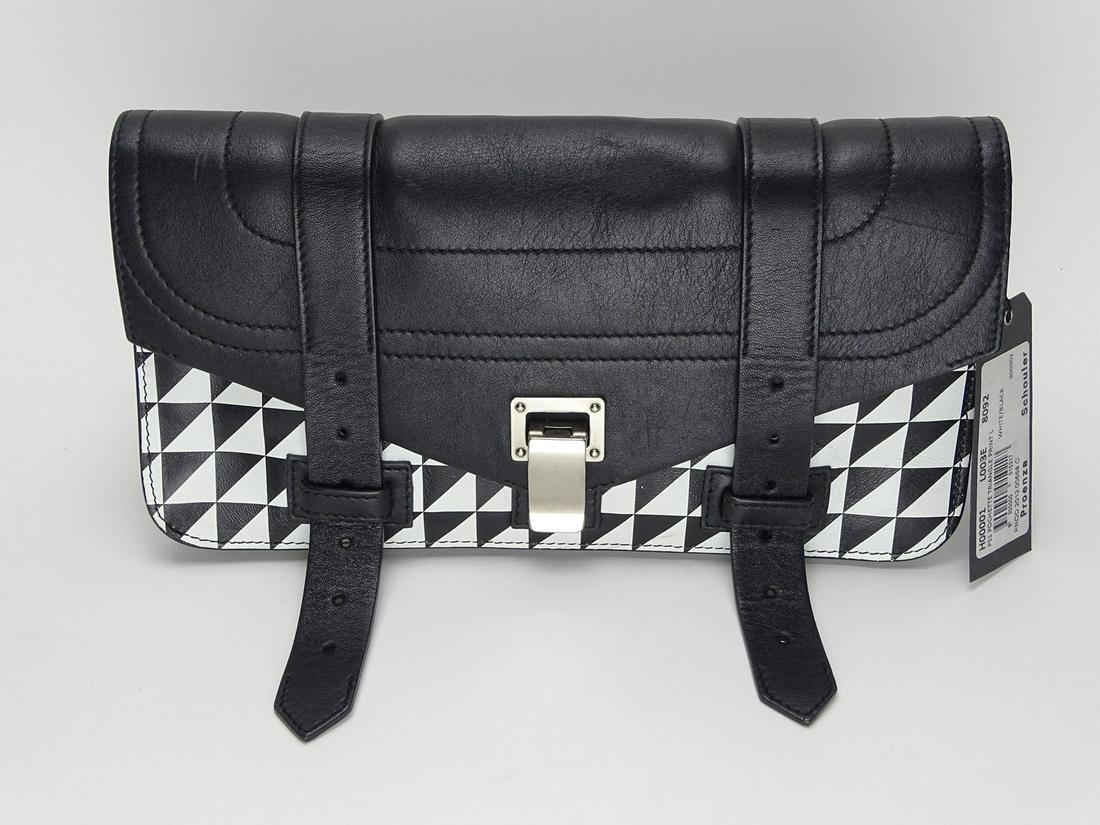 PROENZA SCHOULER LADIES HANDBAG: #PS-1, POCHETTE, TRIANGLE PRINT CLUTCH. NEW WITH TAGS.