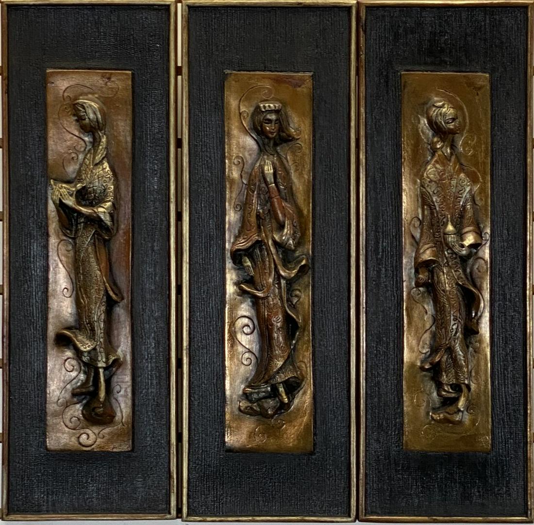 J.B. VAN SCIVER CO. TRIPTCH: THREE-DIMENSIONAL PANELS, EACH ARE 7"X21"