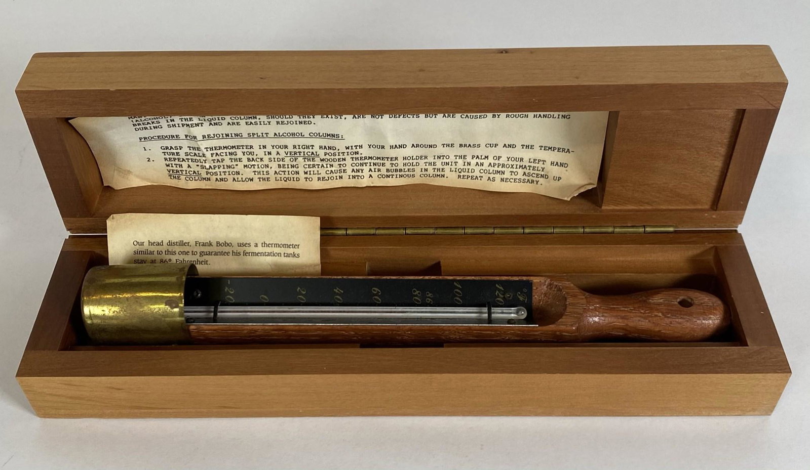 JACK DANIELS DISTILLERS THERMOMETER: WITH BOX AND DOCUMENTATION