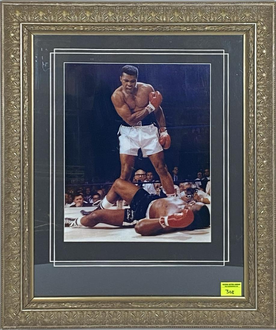 MUHAMMAD ALI VS. SONNY LISTON PHOTOGRAPH: NICELY FRAMED, 20"X24"
