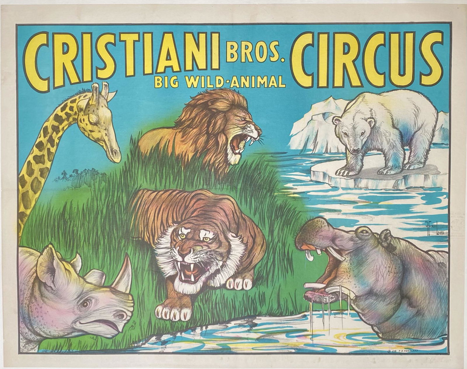 CRISTIANI BROS. BIG WILD ANIMAL CIRCUS POSTER (1 of 1)