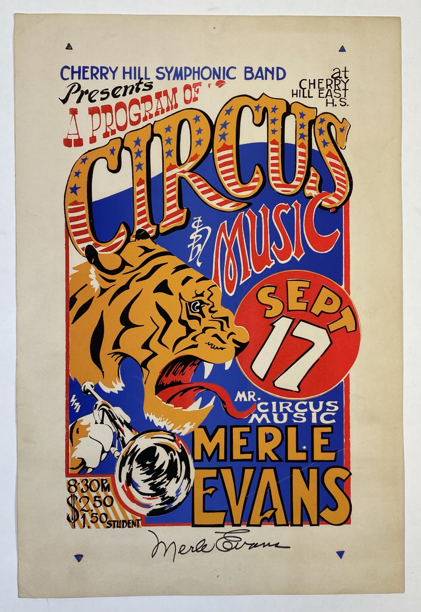 MERLE EVANS AUTOGRAPHED SHOW CARD (1 of 1)