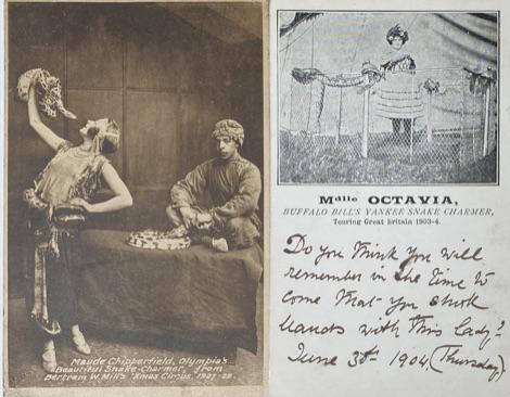 PAIR OF SNAKE CHARMER POSTCARDS (1 of 2)