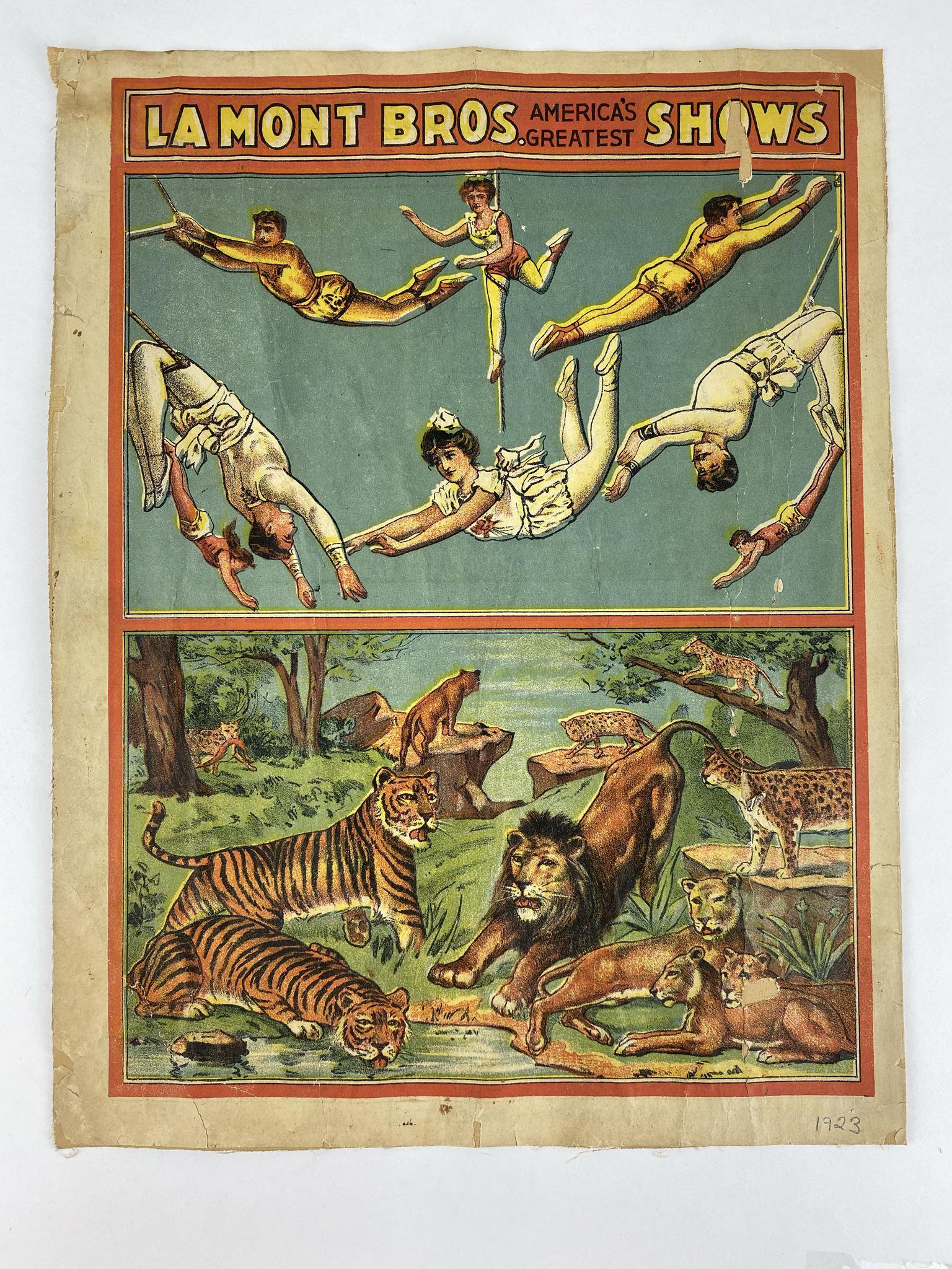 LAMONT BROS. CIRCUS ADVERTISEMENT, 1923 (1 of 1)