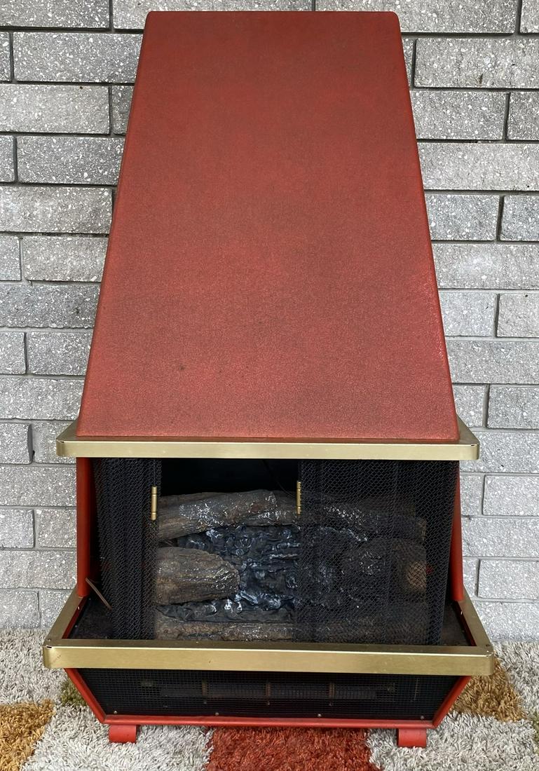 ARVAN MID-CENTURY ELECTRIC FIREPLACE: LAMP AND HEAT IN WORKING CONDITION. 30"X15"X52"