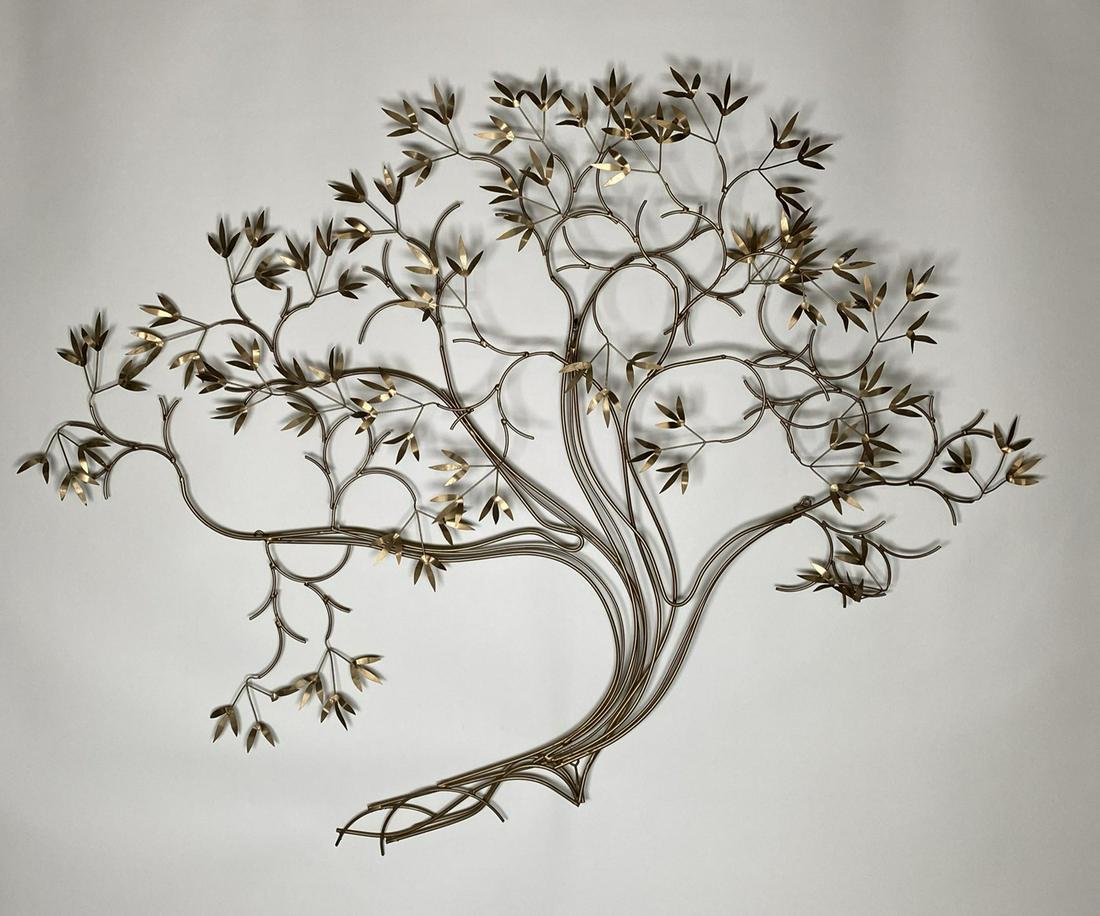 CURTIS JERE (ATTR.) BRASS TREE WALL SCULPTURE: 45"X60"
