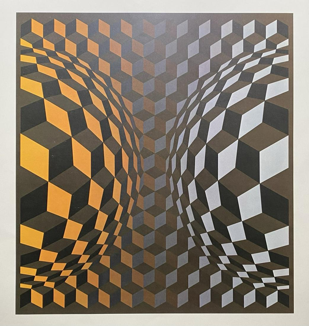 VICTOR VASARELY PRINT - BRUCKMAN, 1972: 25"X27"