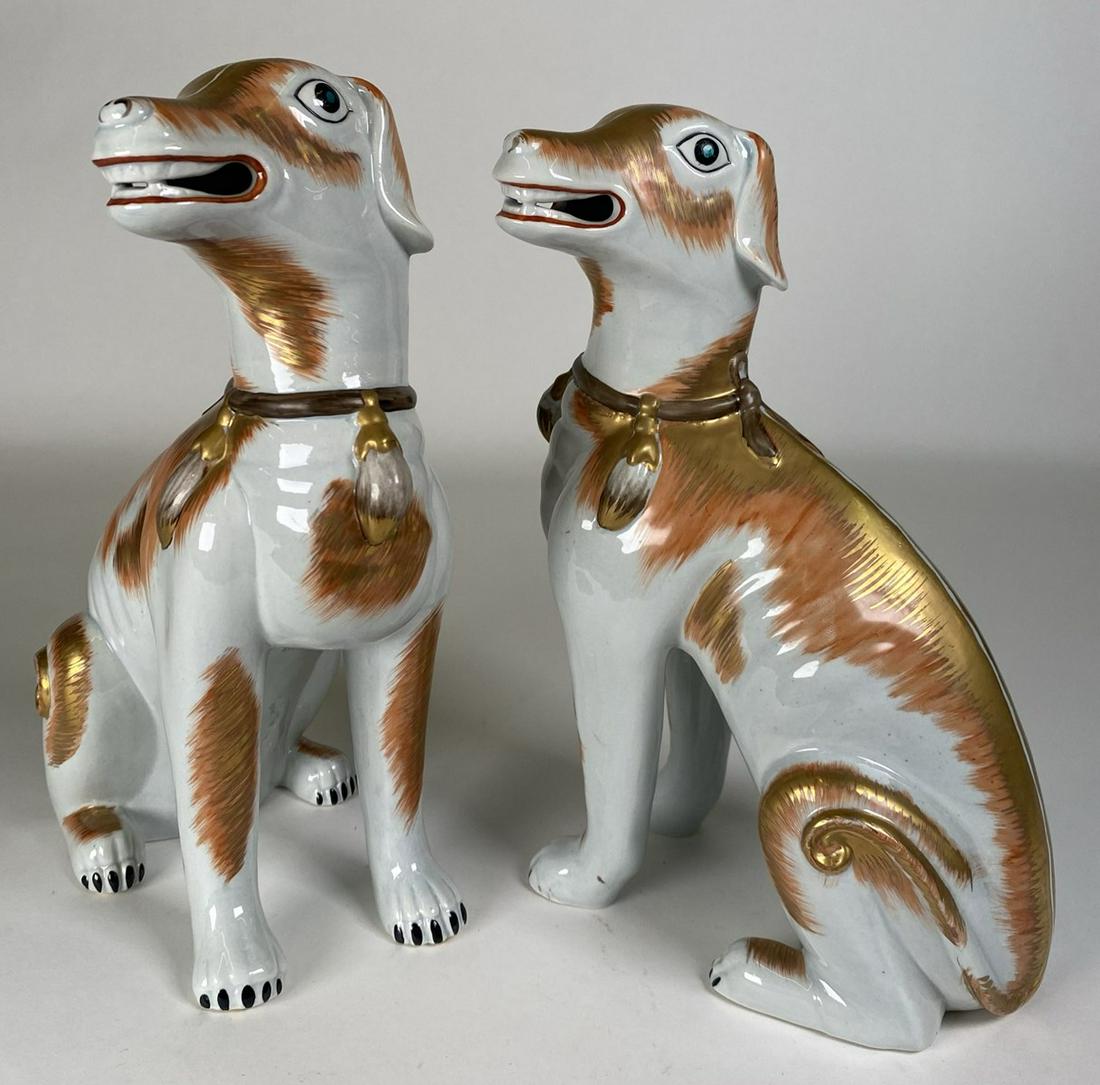 CHINOISERIE PORCELAIN DOGS: ITALY - FOR PAUL HANSON. 10"H