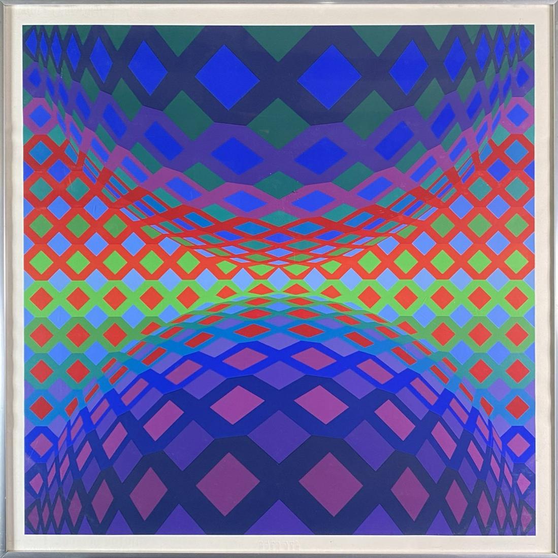 VICTOR VASARELY "REECH" SERIGRAPH: VICTOR VASARELY (FRENCH-HUNGARIAN, 1906-1997). FRAMED, 27"X27"