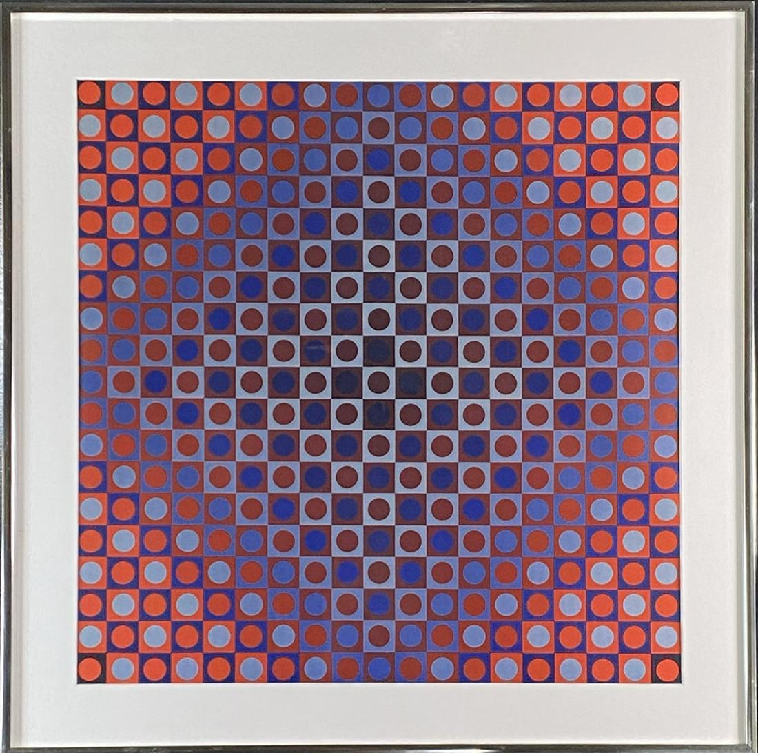 VICTOR VASARELY PRINT: VICTOR VASARELY (FRENCH-HUNGARIAN, 1906-1997). UNSIGNED. FRAMED, 24"X24"