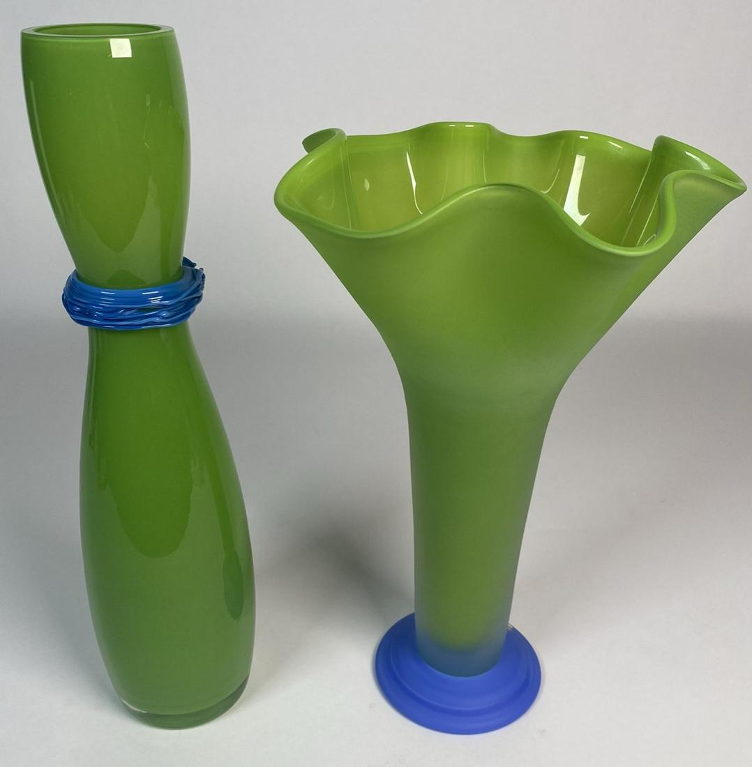 PAIR - ART GLASS ITEMS - B.A.G. - ORREFORS: 11" AND 13"